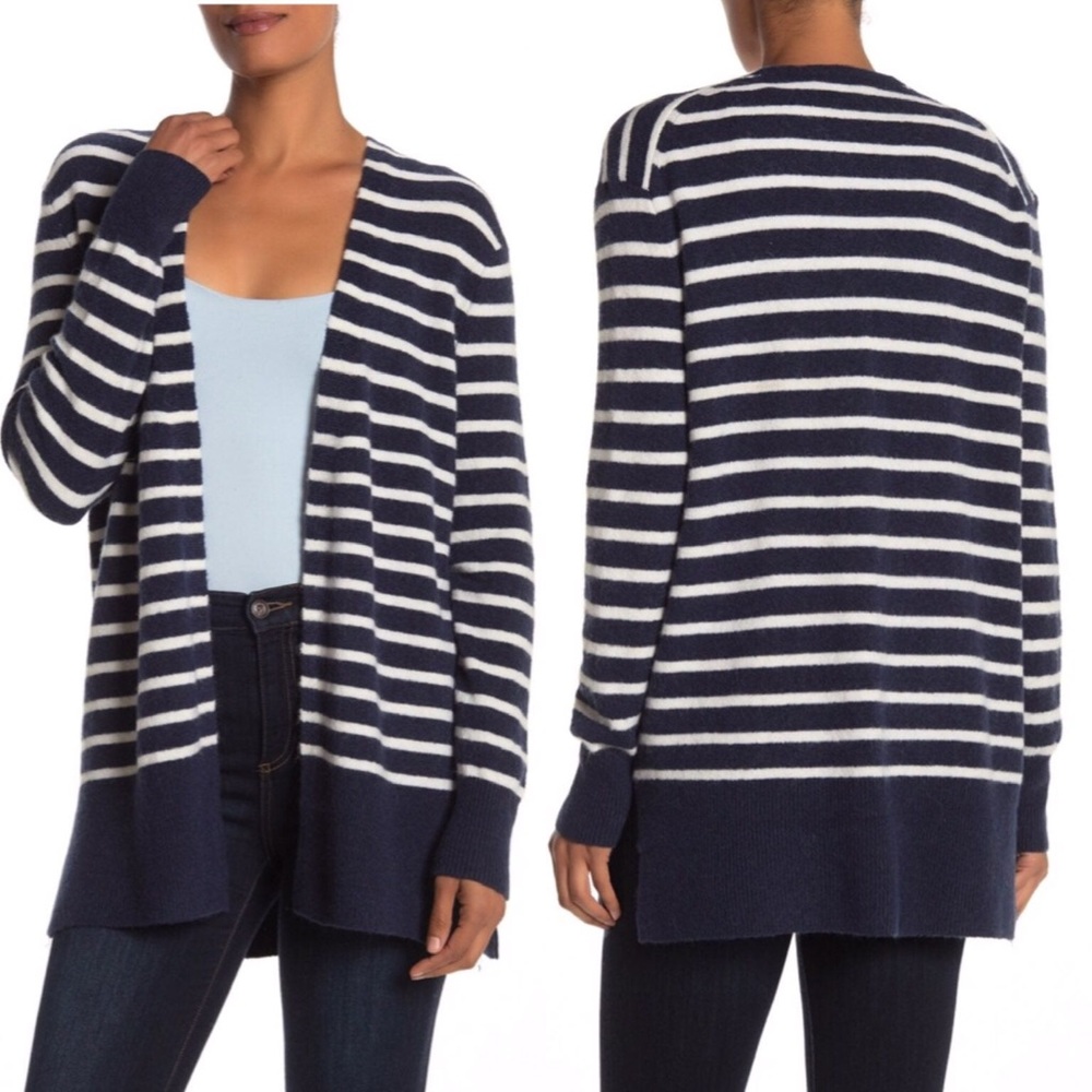 madewell short walker open front cardigan